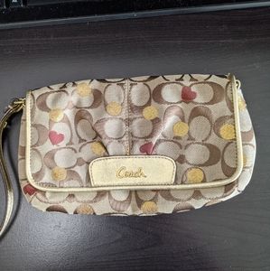 Coach Wristlet/clutch with heart design